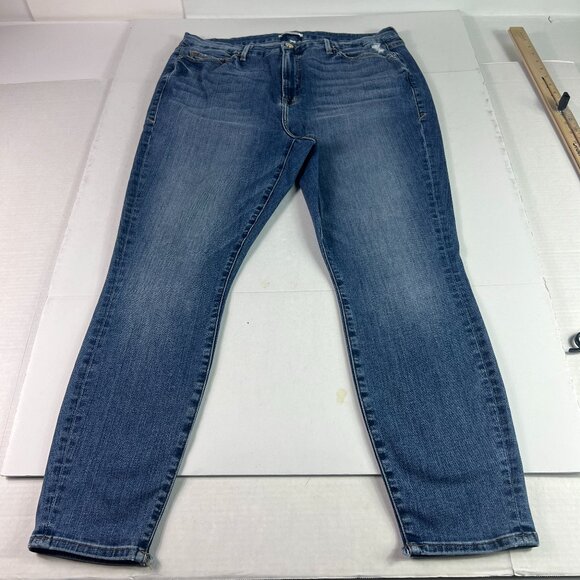 Good American Jeans Women's 35x27* Good Legs Skinny Blue Split Hem Denim Tag 18 - Picture 1 of 16